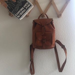 Genuine leather mini backpack